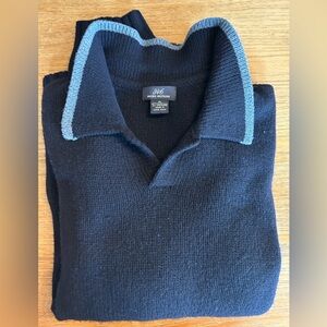 Brooks Bros. navy collared sweater— XL — lambswool/cashmere — excellent preowned